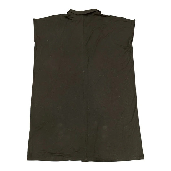 Eileen Fisher Button Front Collar Short Sleeve Black Dress Size - Picture 2 of 4